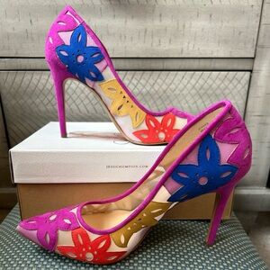 Jessica Simpson vivid orchid pink pointy toe pumps